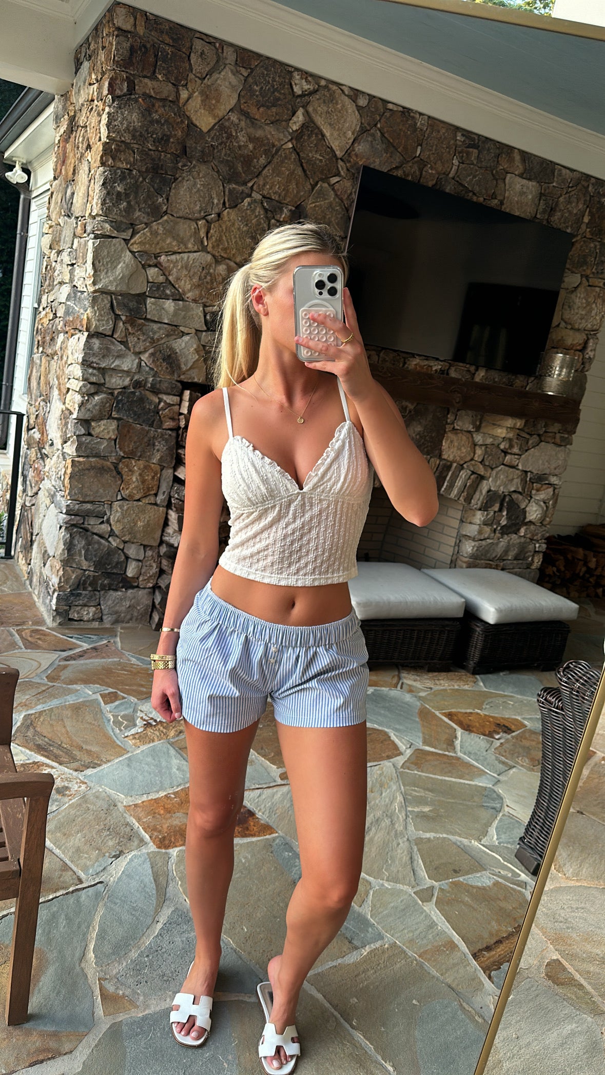 Sadie Blue And White Striped Boxer Shorts