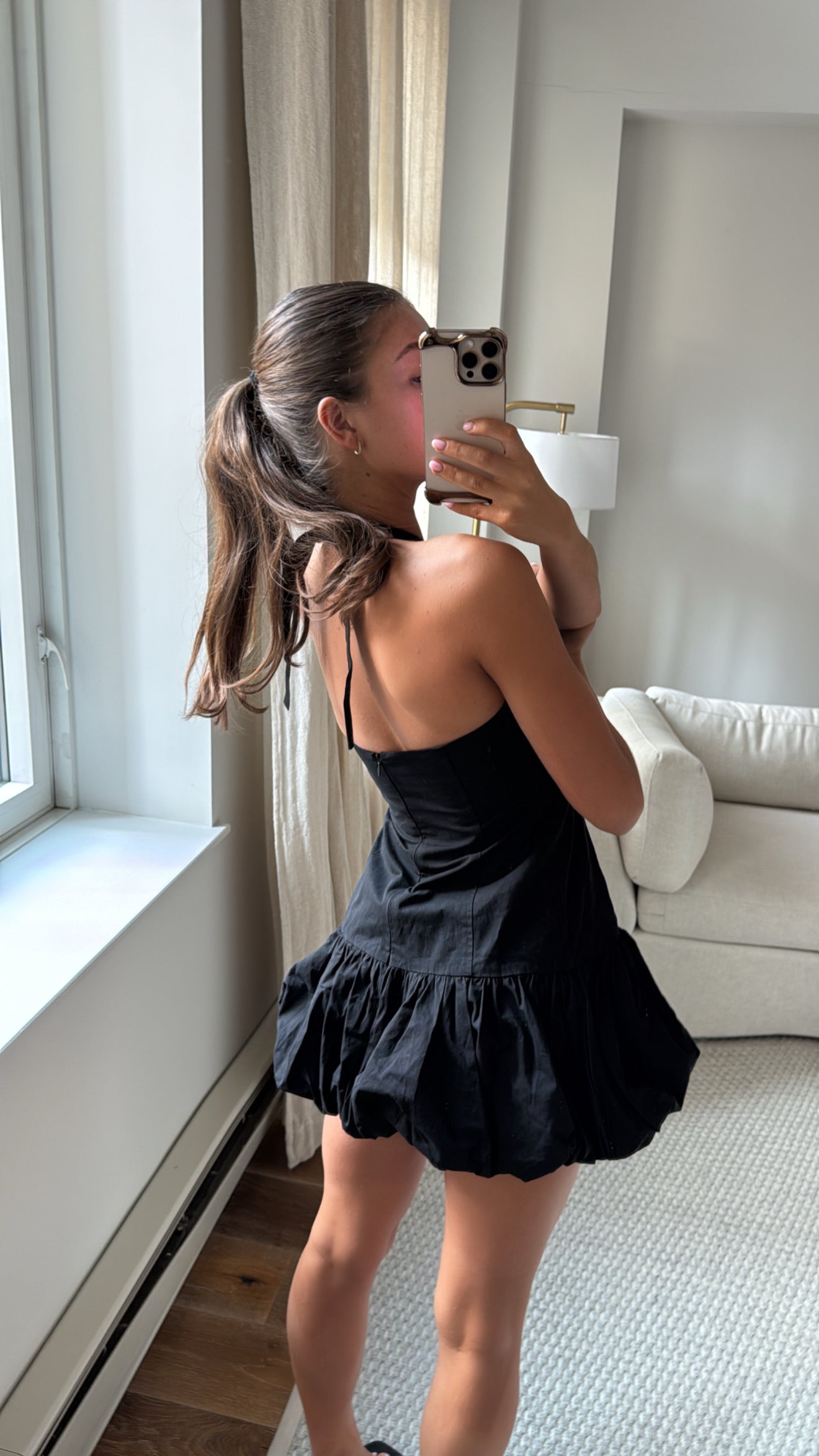 Lioness Black Halterneck Bubble Hem Mini Dress