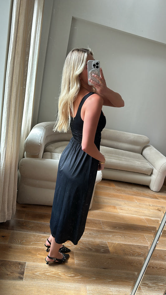 Princess Polly Black Ruched Midi Dress