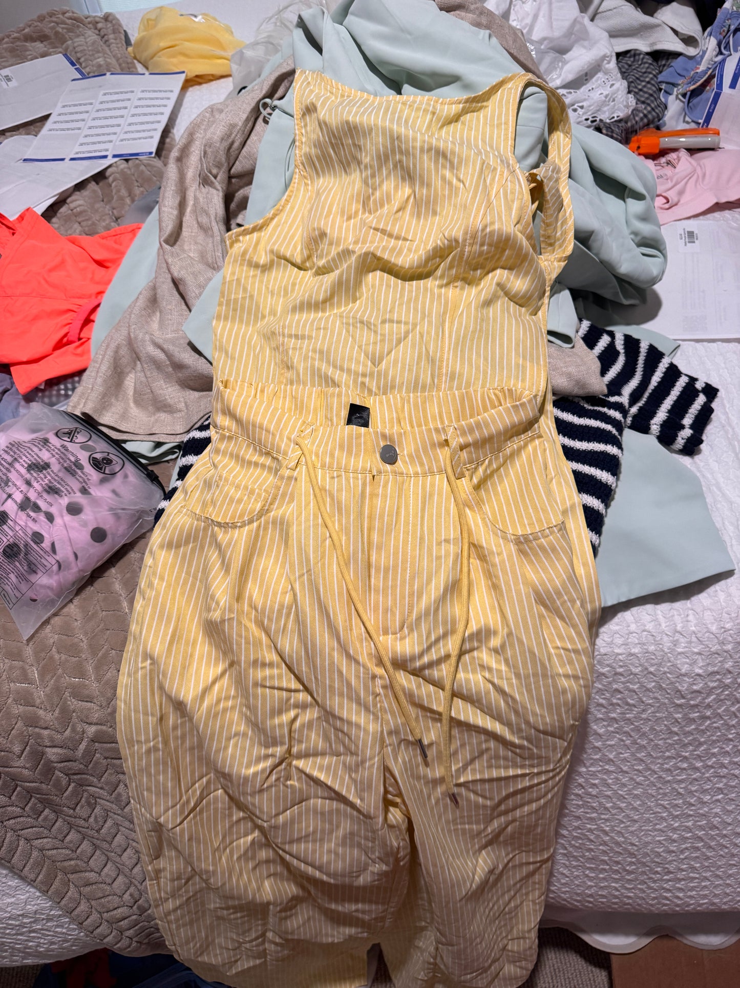 SHEIN Yellow Striped Set ($22 FOR SET)