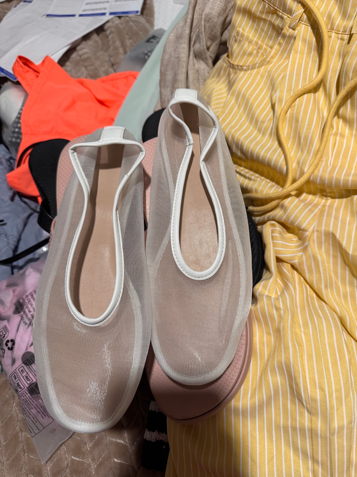 Abercrombie & Fitch White Sheer Flats