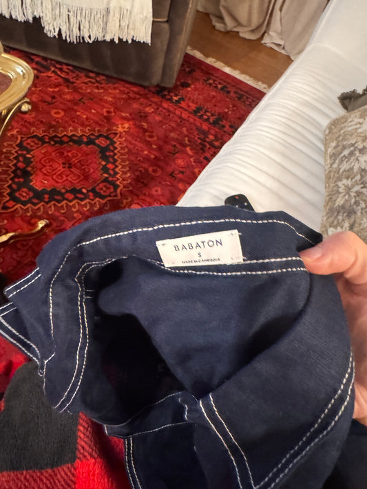 Babaton Navy Linen Top
