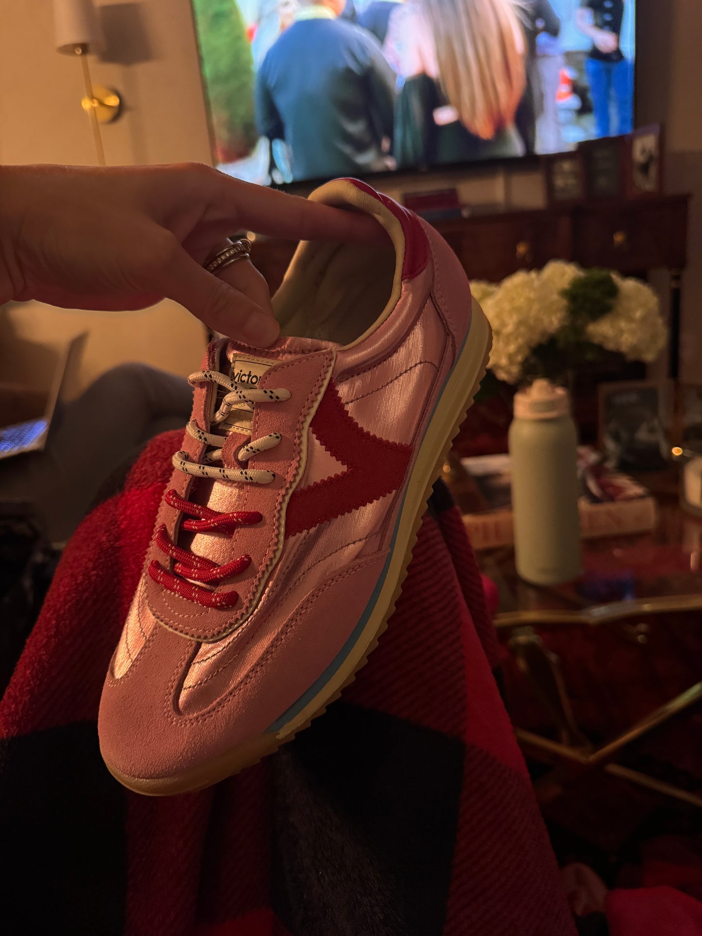 Victoria Pink Shimmer Sneakers (RETAIL $165)