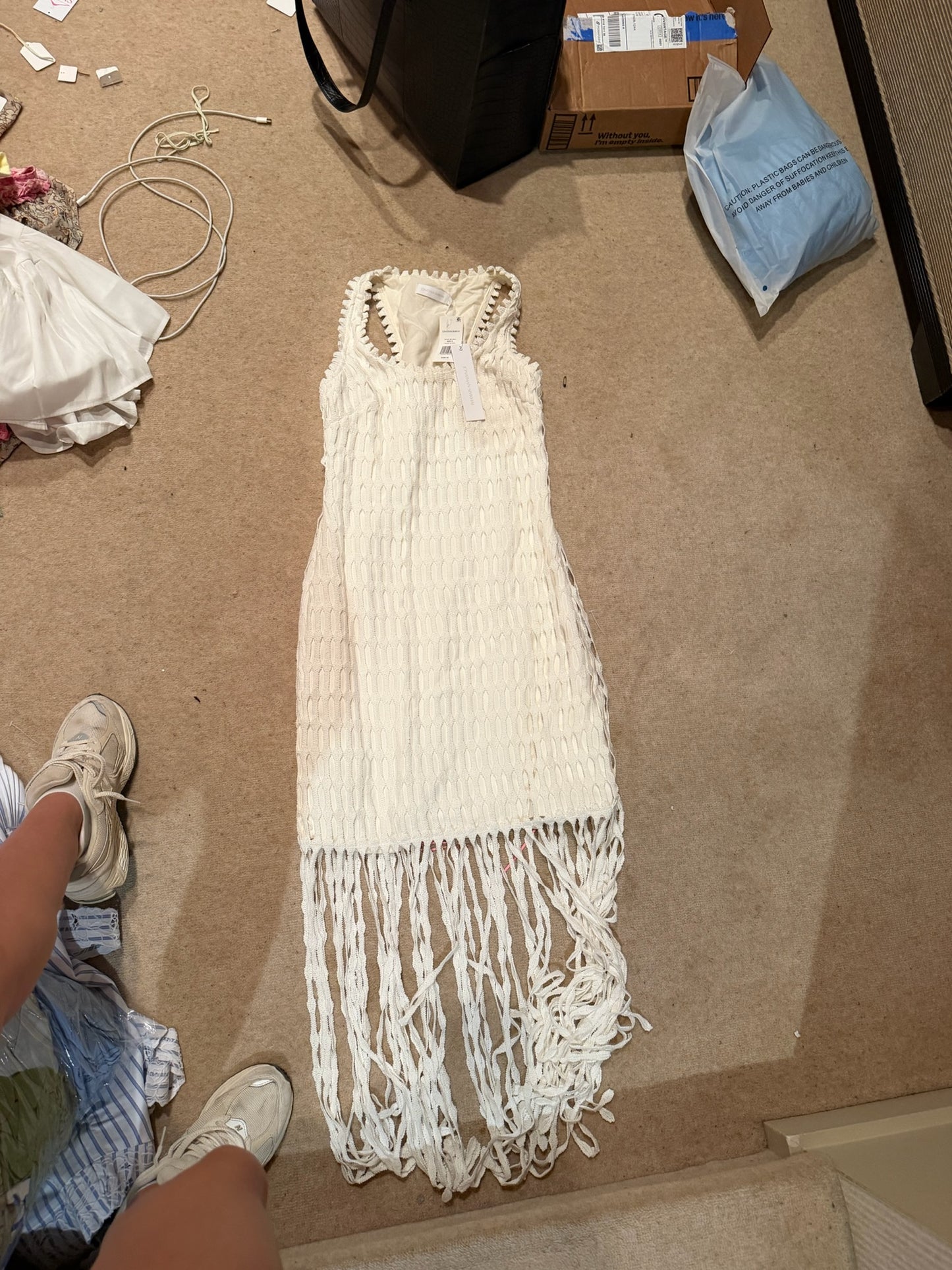 Jonathan Simkhai White Fringe Dress