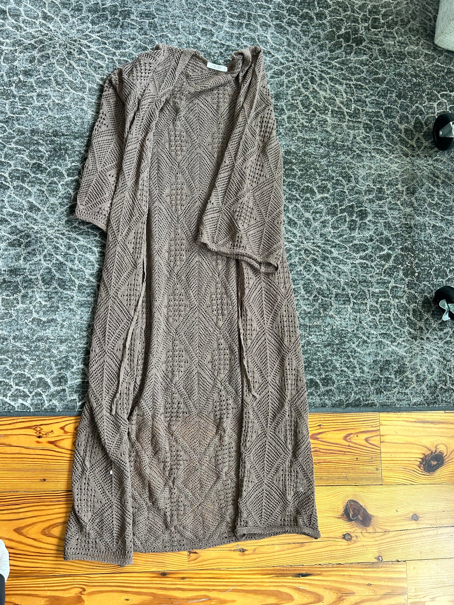 12th Tribe Brown Crochet Cardigan