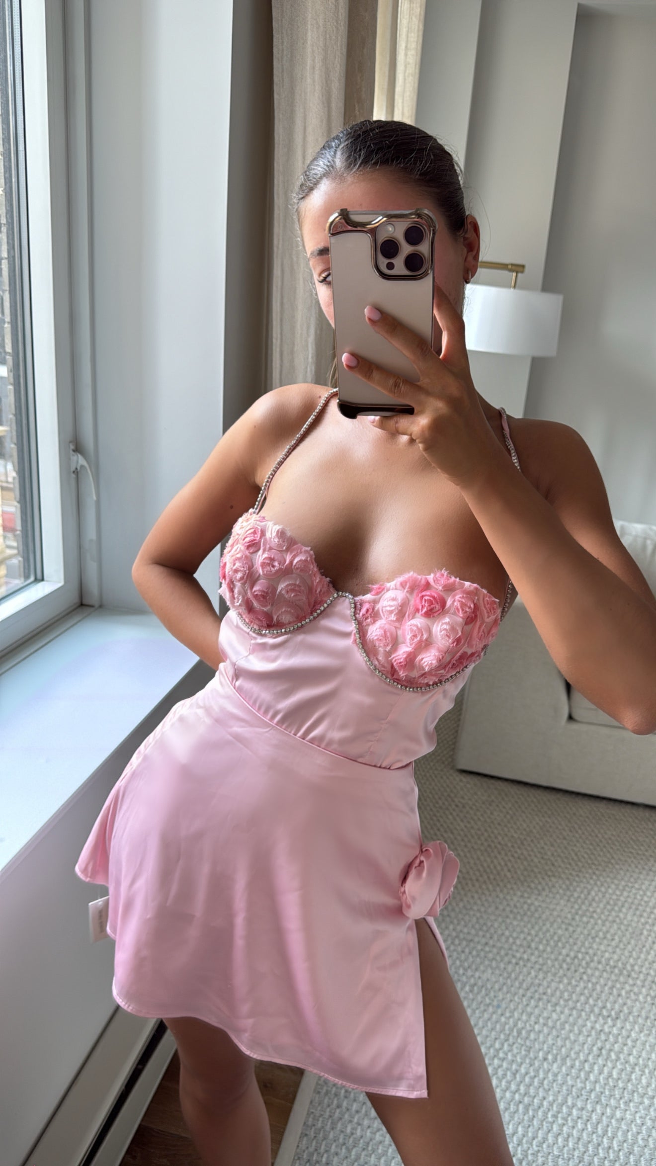 For Love & Lemons Pink Bodysuit And Mini Skirt Set