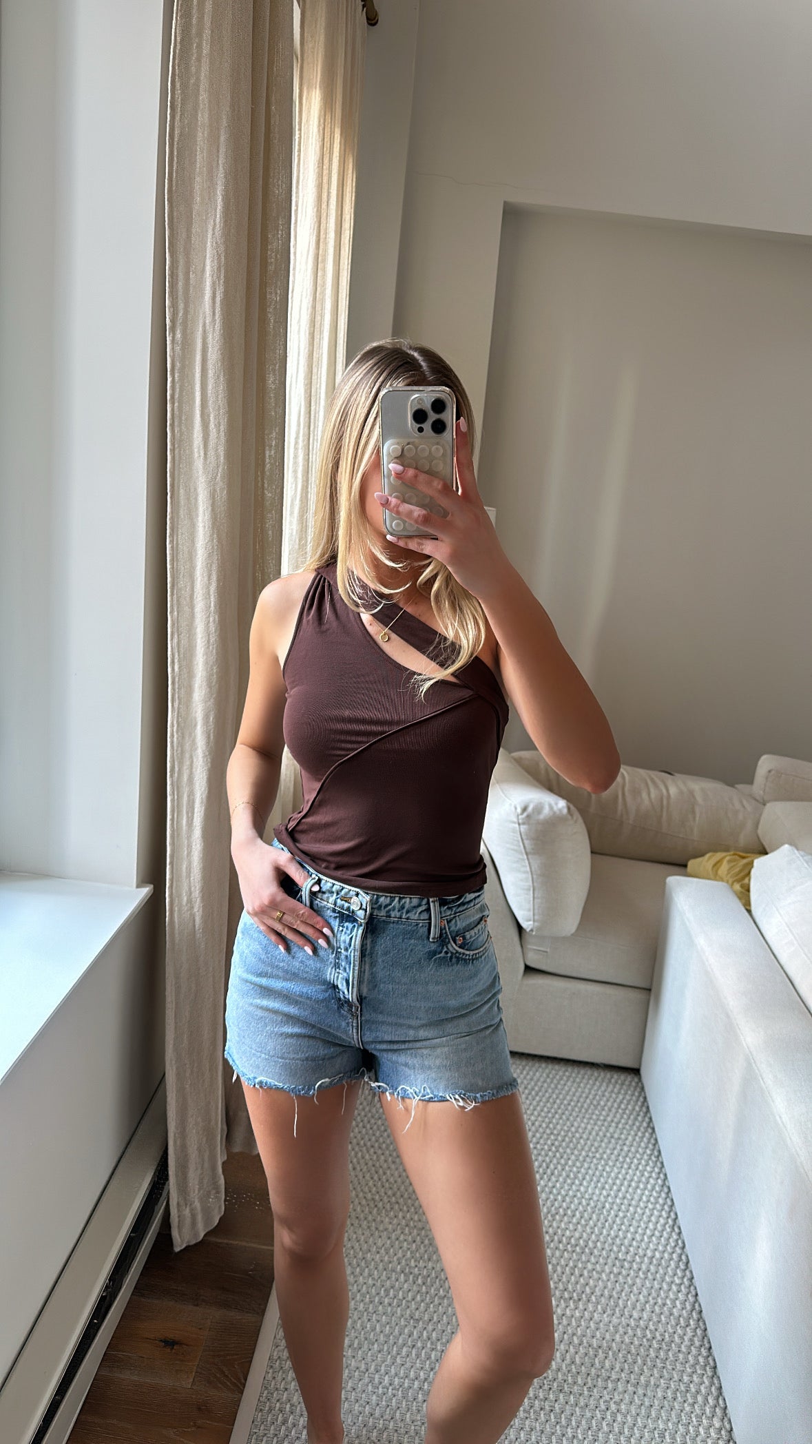 Princess Polly Brown One Shoulder Top