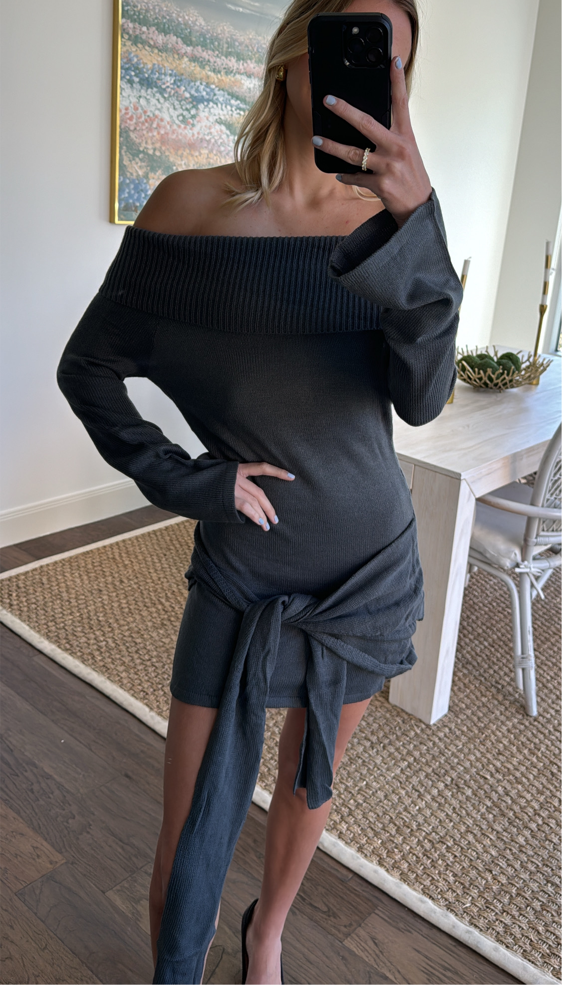 Knit Tie Mini Dress