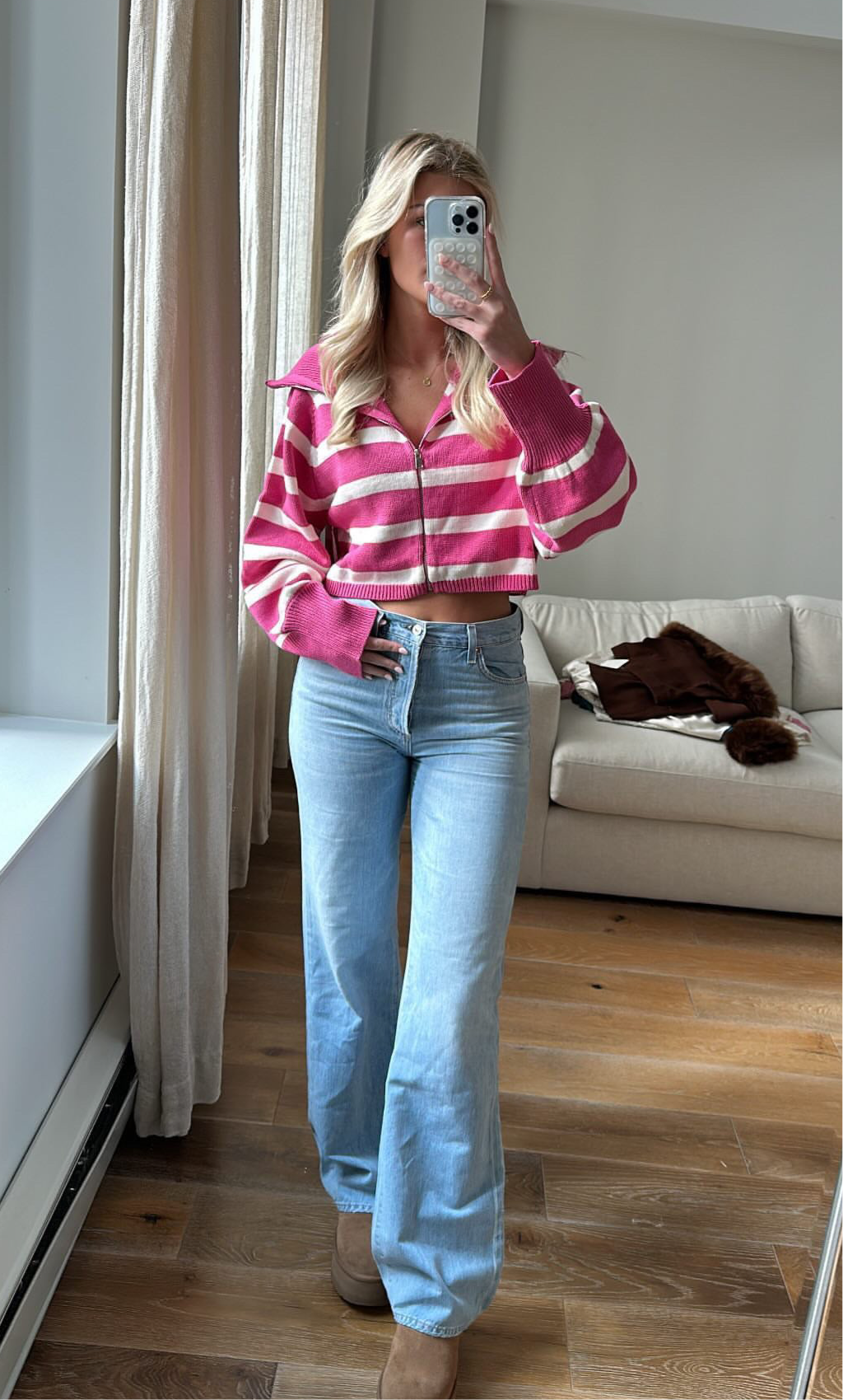Bailey Striped Pink and White Oversized Pullover