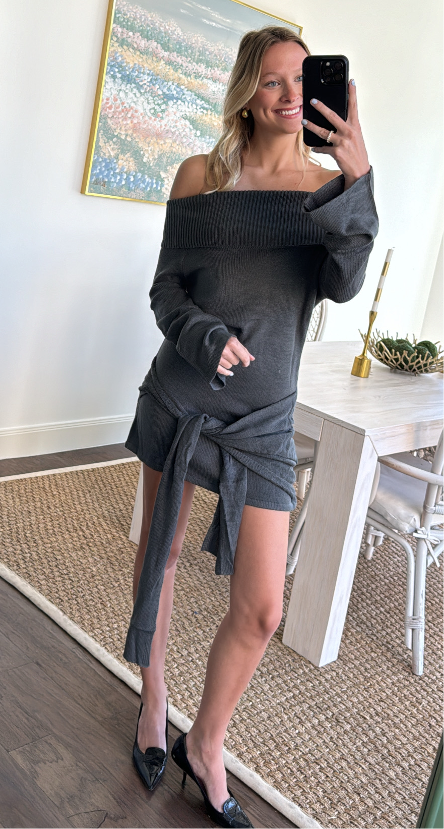 Knit Tie Mini Dress