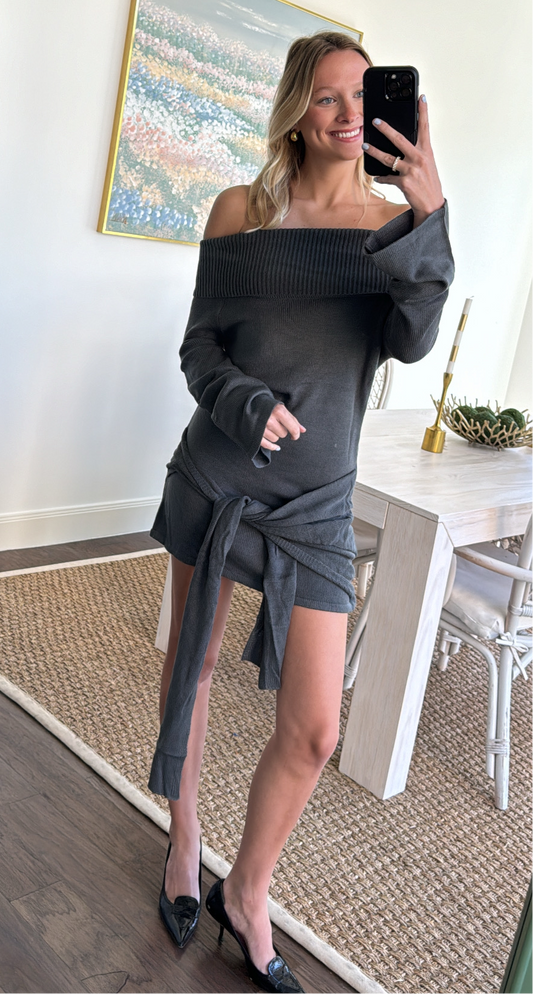 Knit Tie Mini Dress