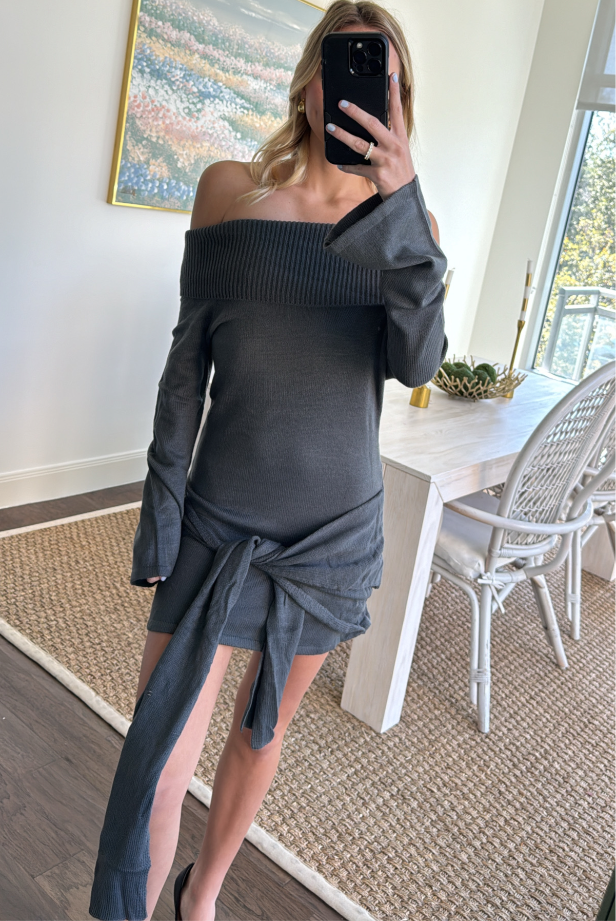 Knit Tie Mini Dress