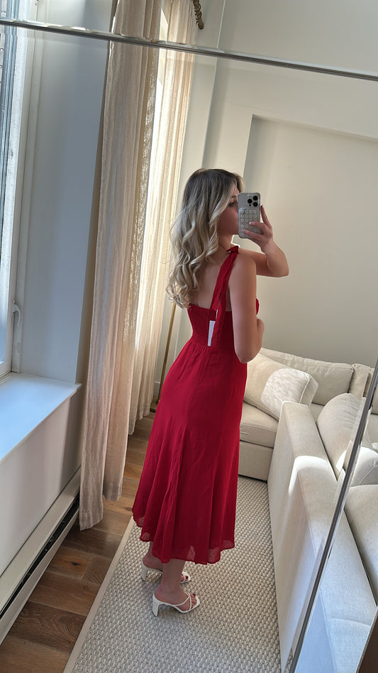 Reformation Red Midi Dress