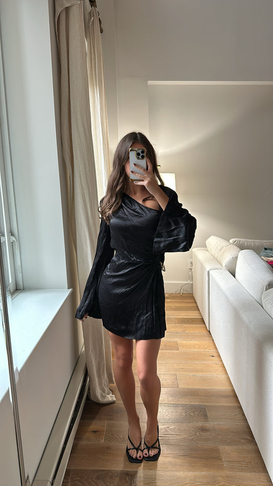 L'Academie Black Long Sleeve Mini Dress