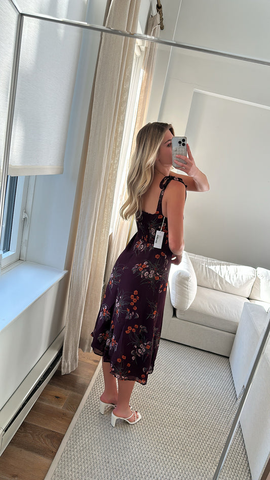 Reformation Burgundy Floral Midi Dress