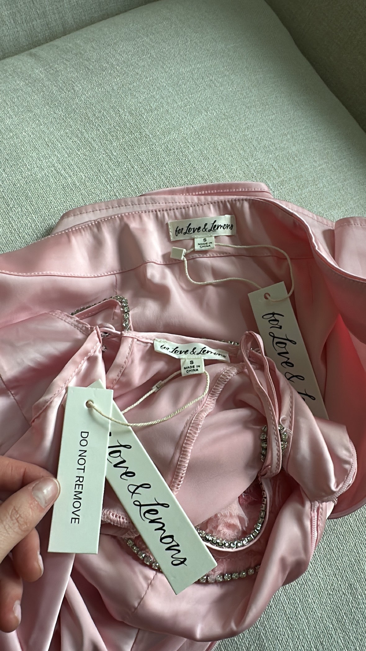 For Love & Lemons Pink Bodysuit And Mini Skirt Set