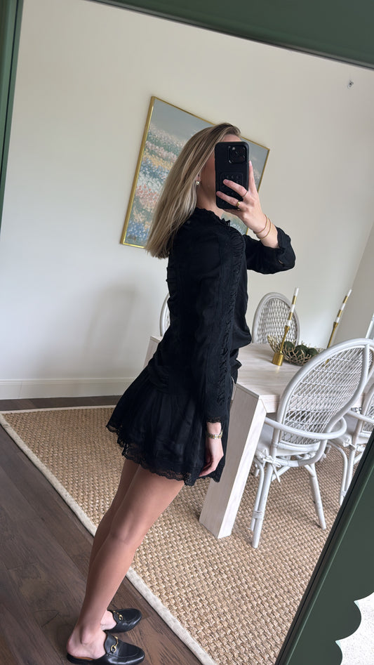 RESET Black Satin Skirt Set