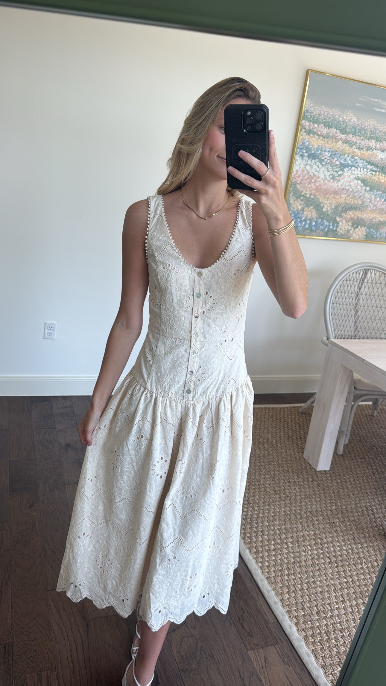House of Harlow Embroidered Cream Dress