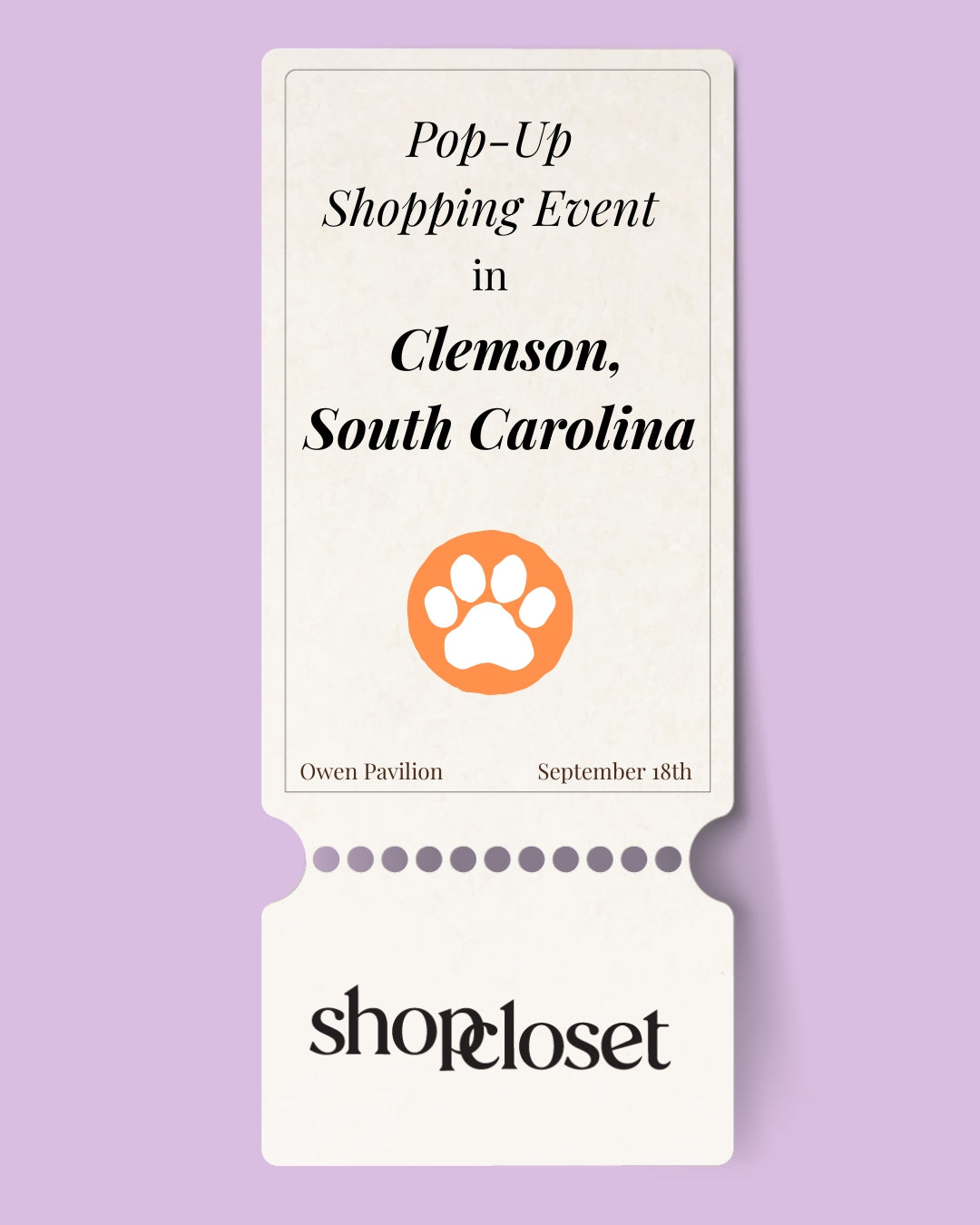 Shop Closet X Clemson Pop-Up Event