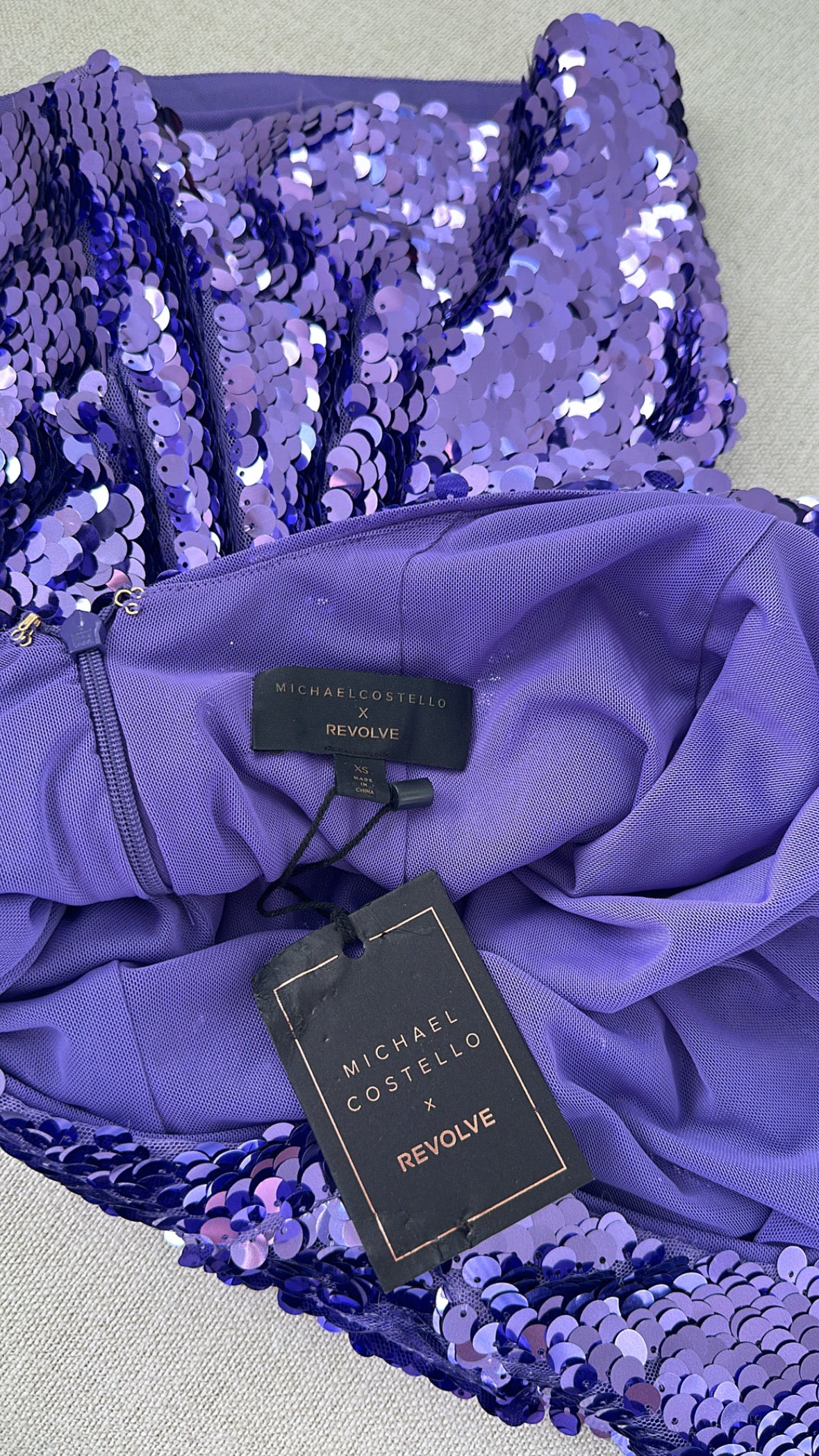 Michael Costello x REVOLVE Purple Sequin Halter Mini Dress