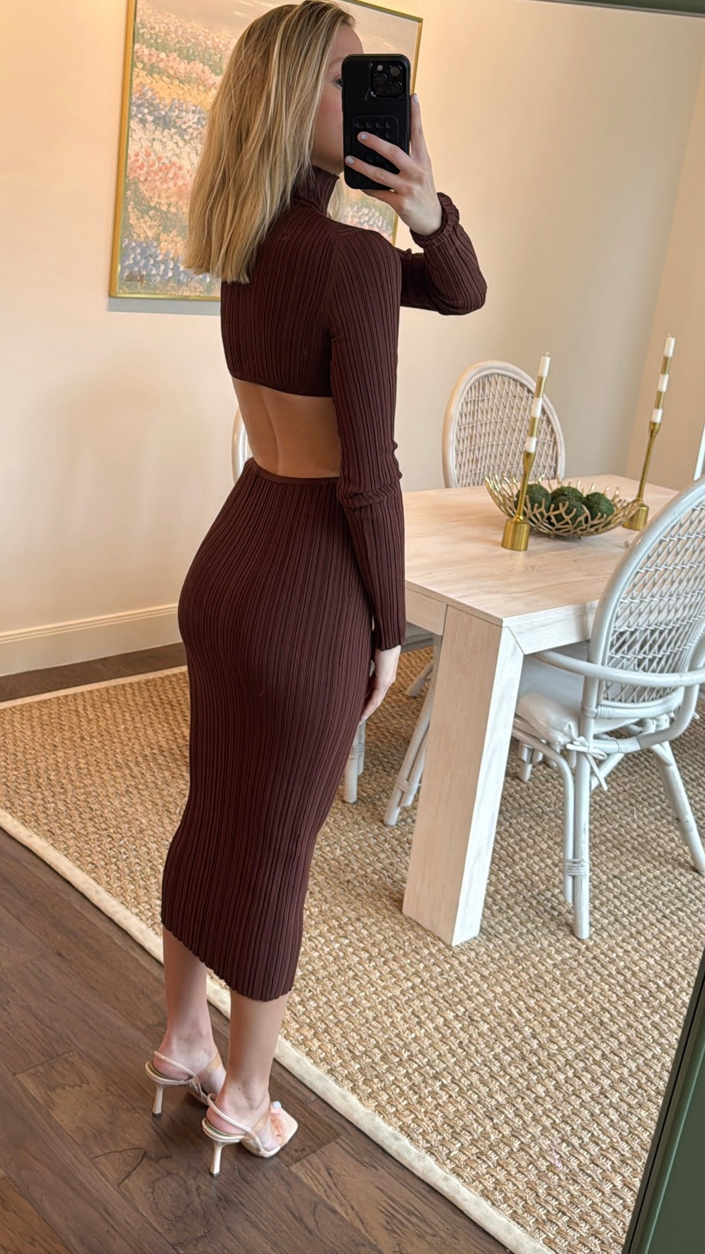 L’academie Coffe Knit Cutout Dress