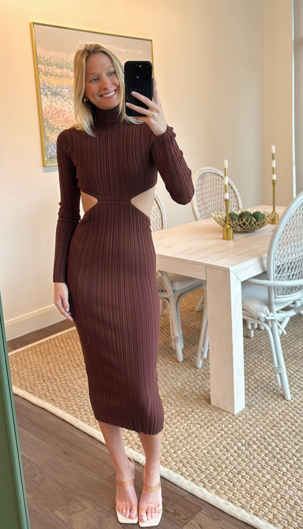 L’academie Coffe Knit Cutout Dress
