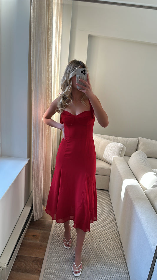 Reformation Red Midi Dress