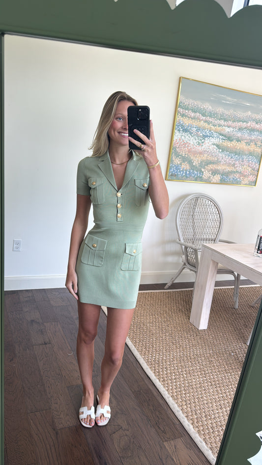 J.Crew Green Button Dress