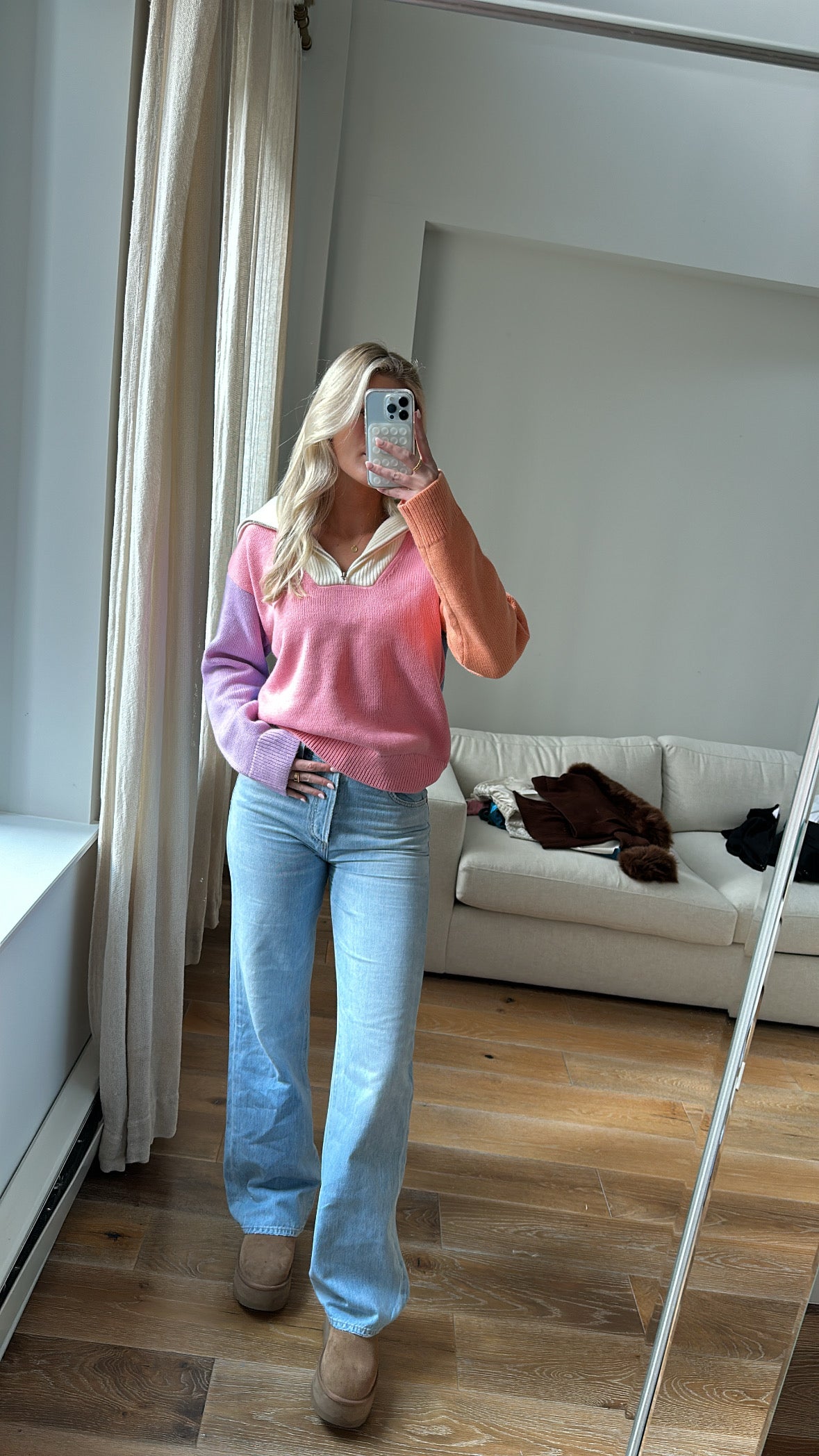 English Factory Multicolored Quarter Zip Pullover