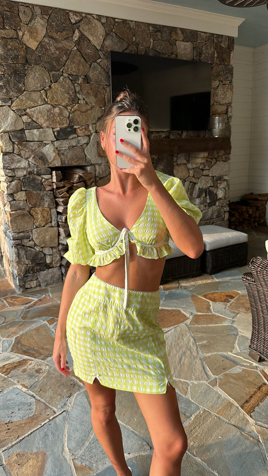 For Love And Lemons Gingham Top And Mini Skirt Set