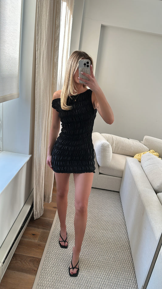 Lioness Black Off The Shoulder Mini Dress