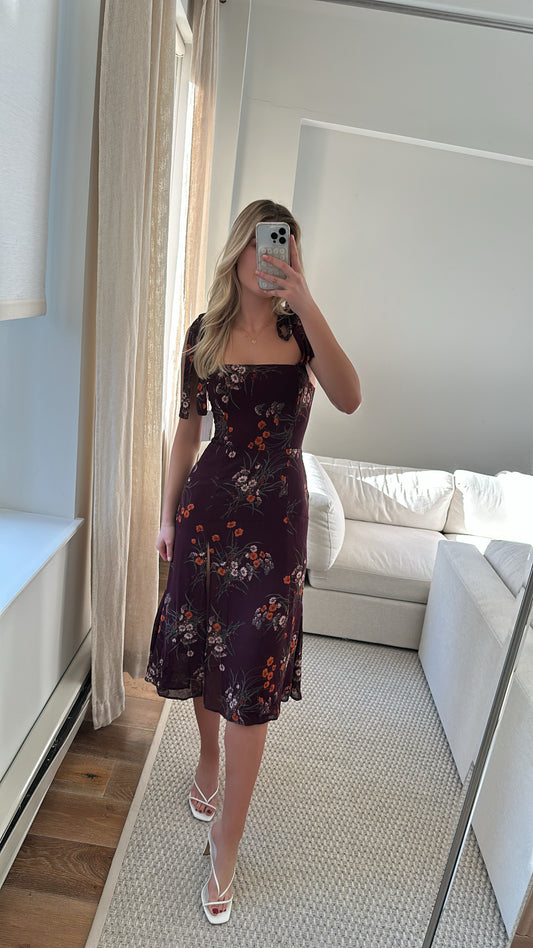 Reformation Burgundy Floral Midi Dress