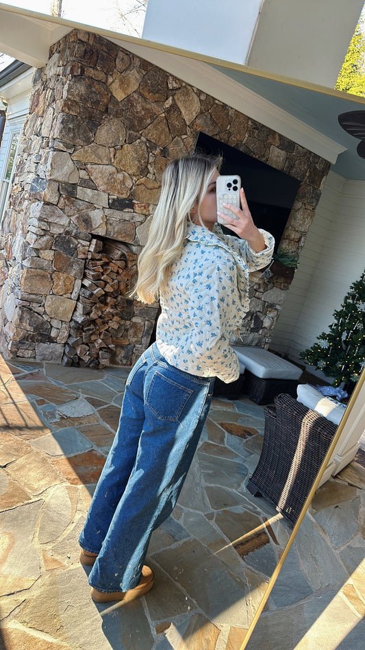 Storia Quilted Floral Ruffle Jacket