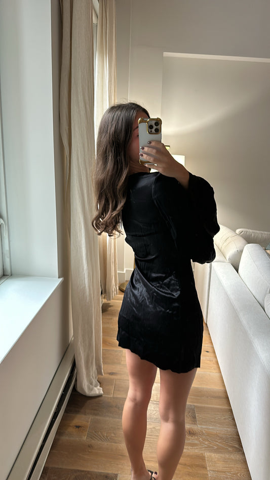 L'Academie Black Long Sleeve Mini Dress