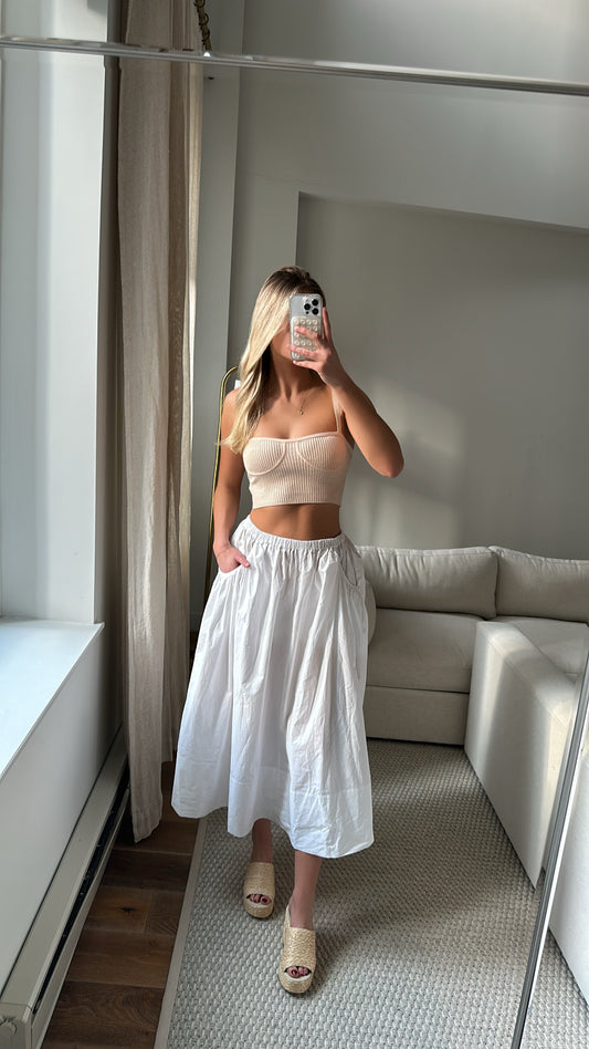 L'Academie White Midi Skirt