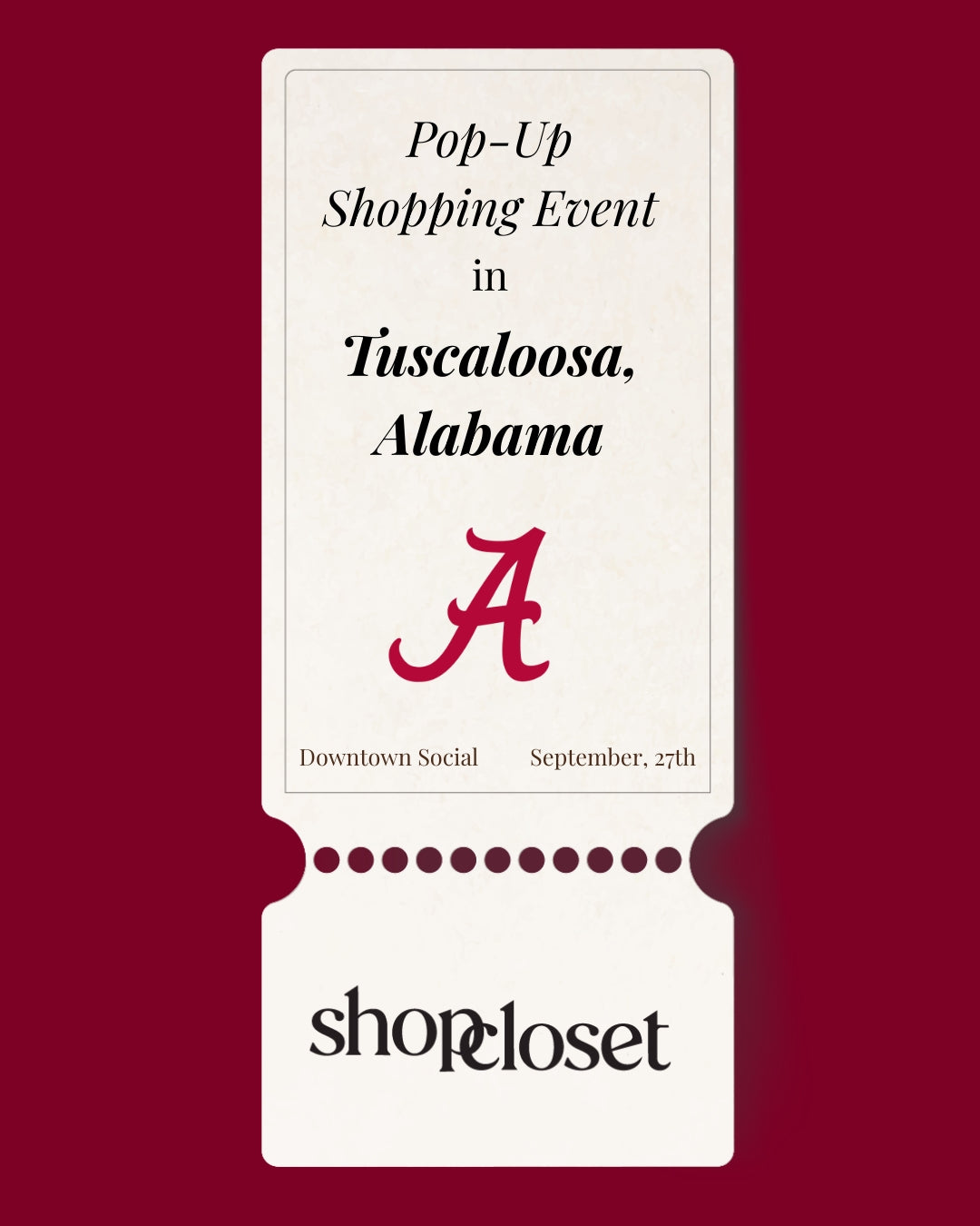 Shop Closet X Tuscaloosa Pop-Up Event