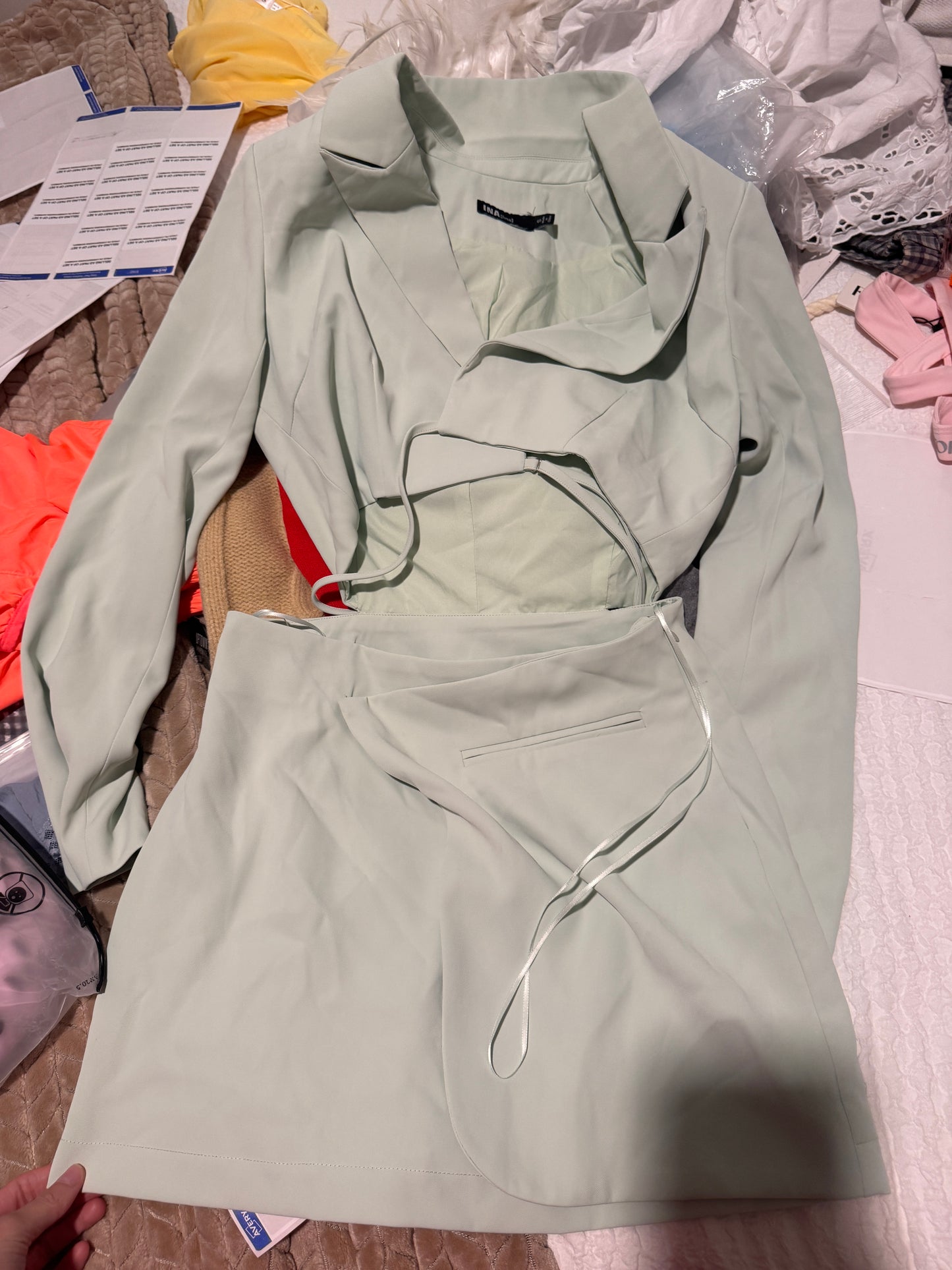 INA Mint Green Blazer Dress