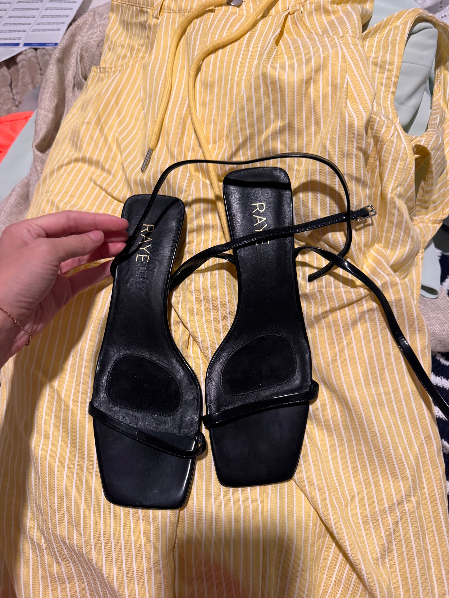 RAYE Black Strappy Heels