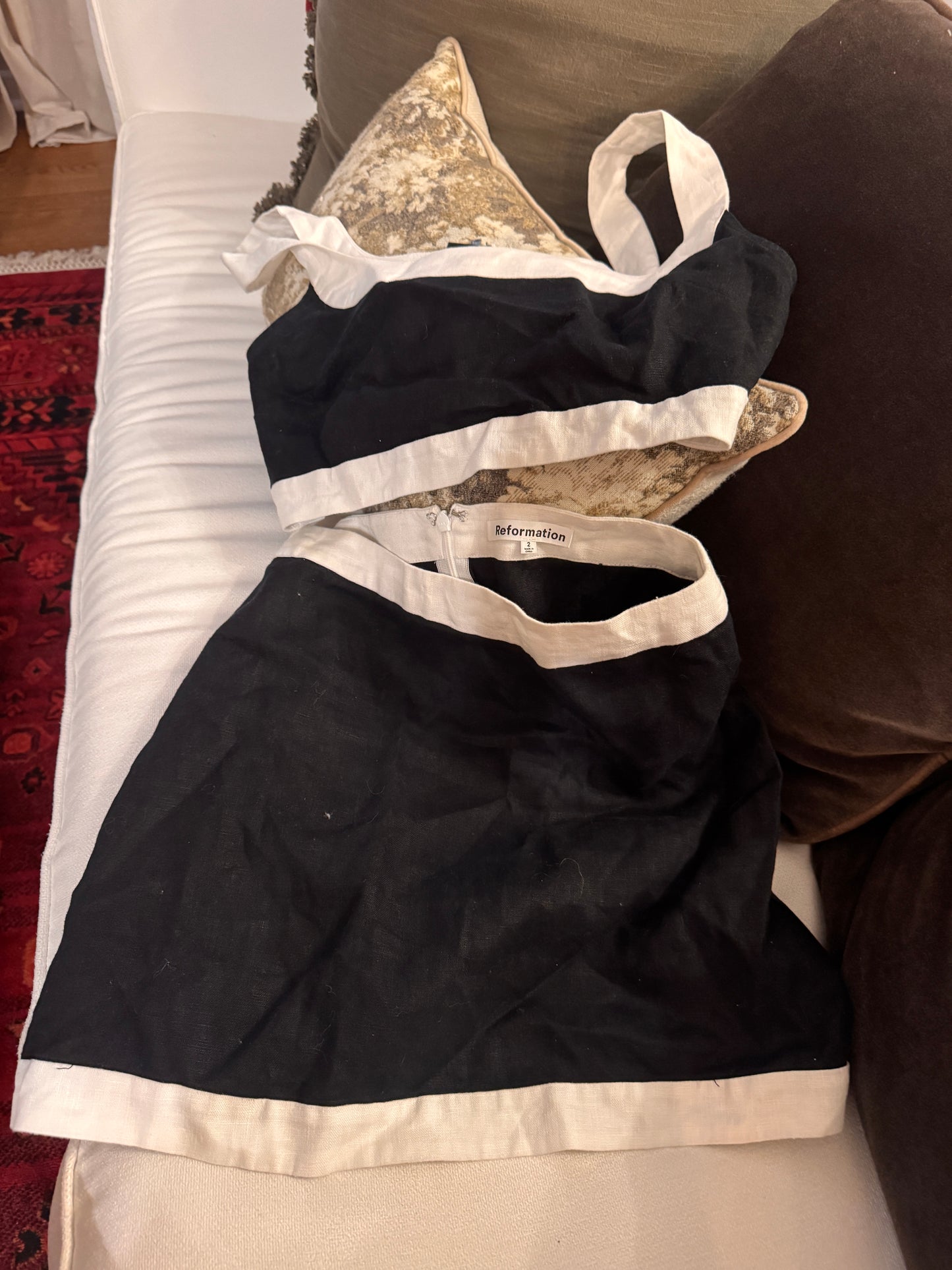 Reformation Black Linen Skirt Set ($95 FOR SET)
