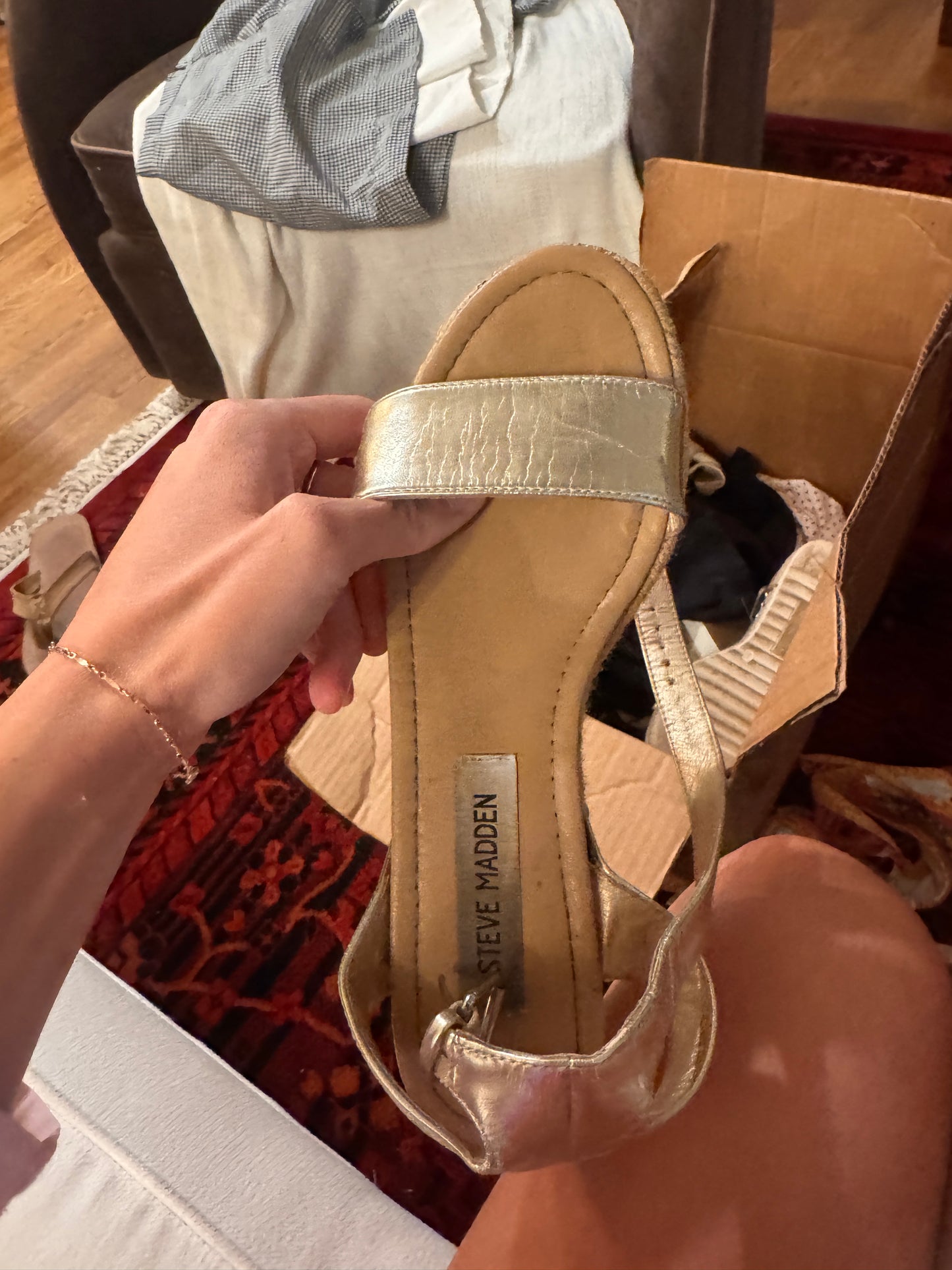 Steve Madden Gold Wedge Sandals