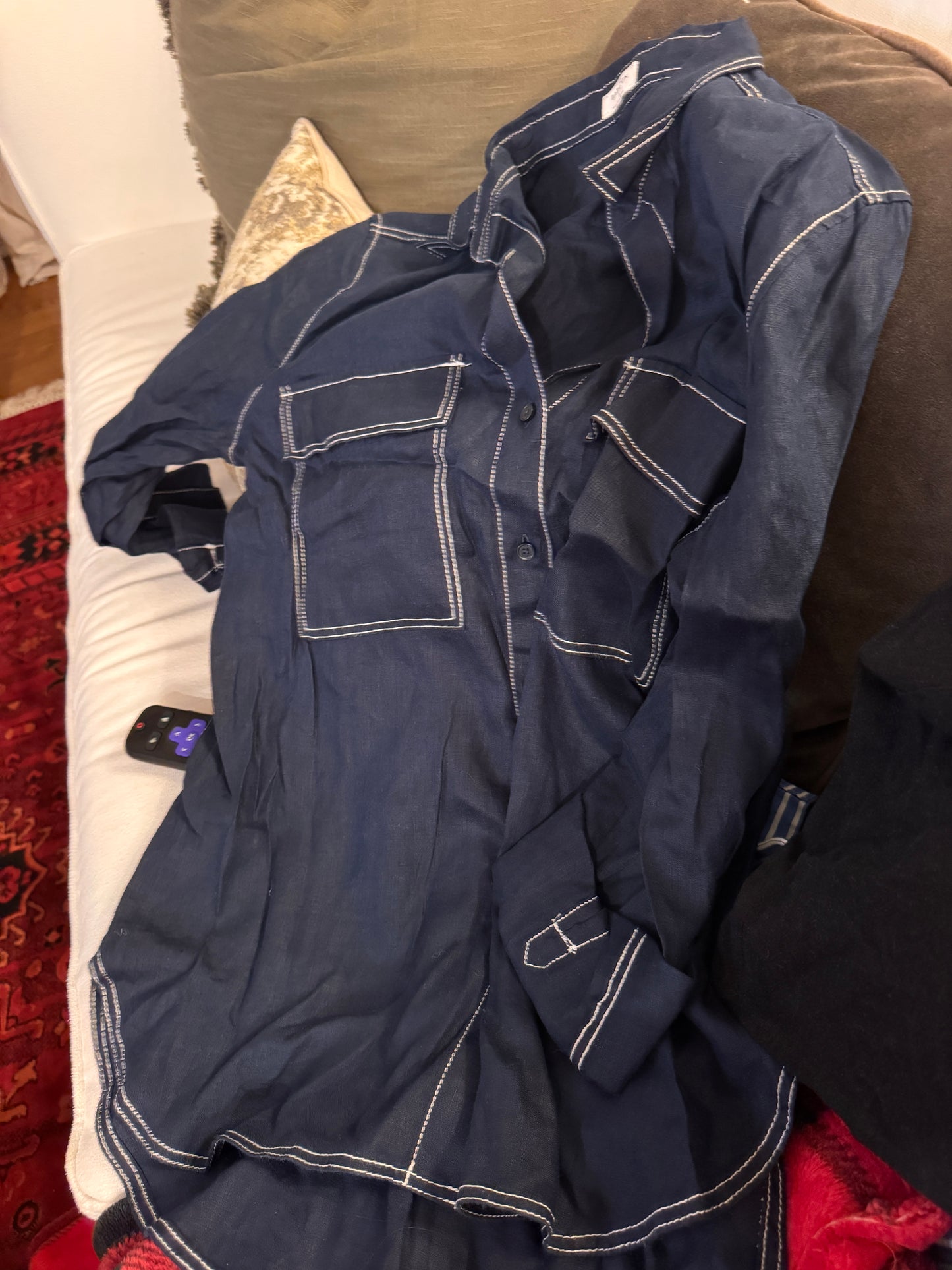 Babaton Navy Linen Top