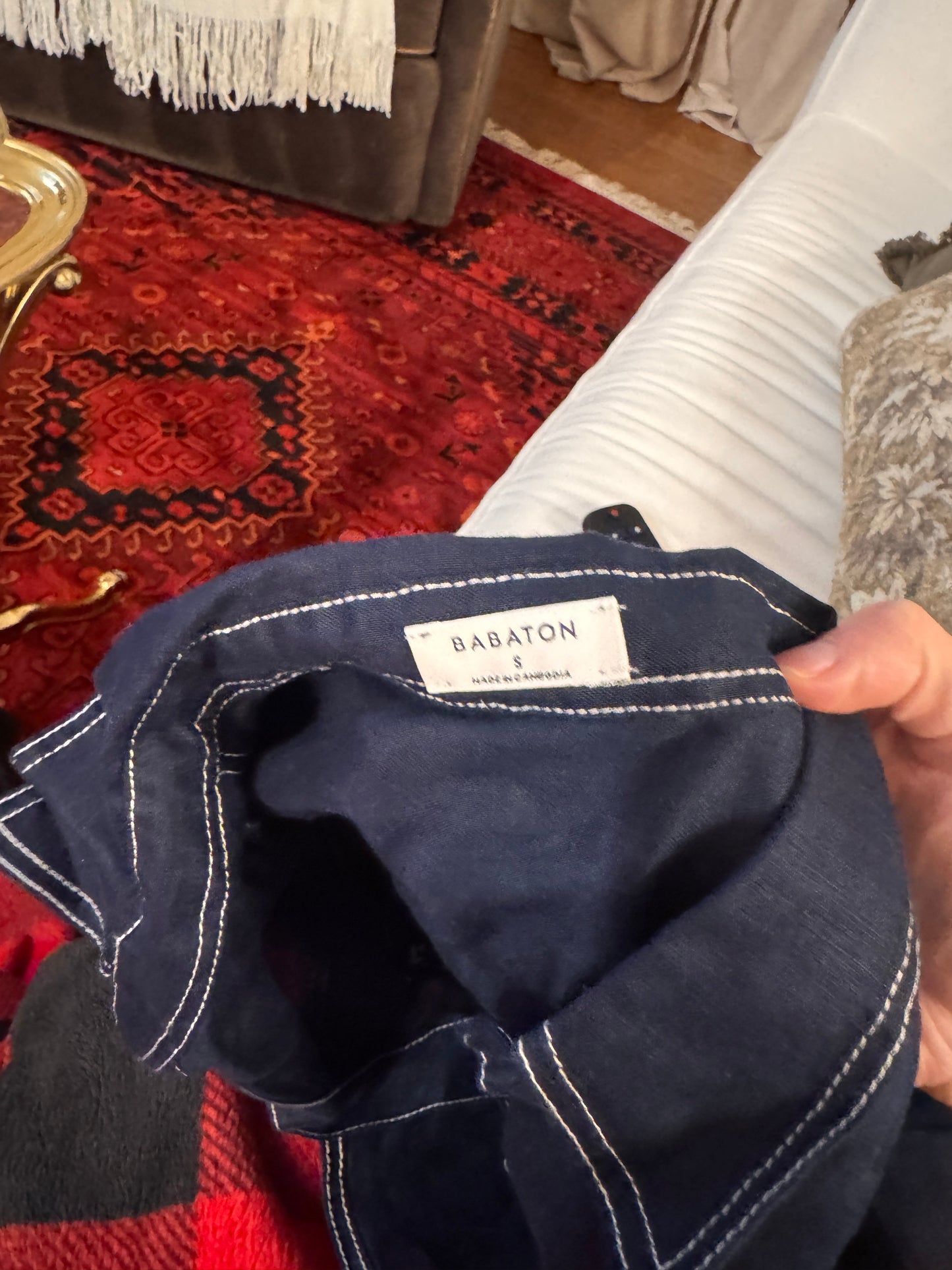 Babaton Navy Linen Top