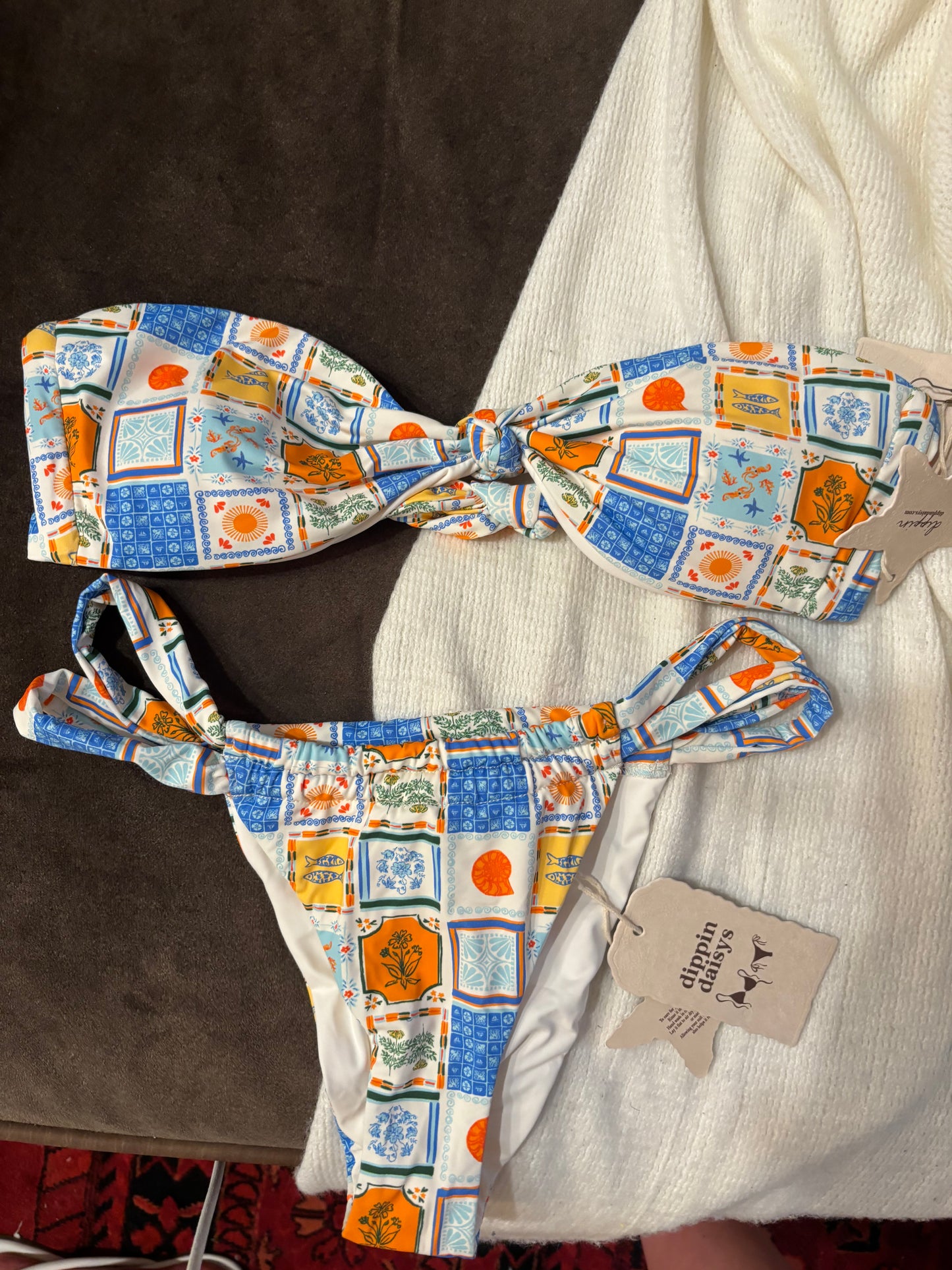 Dippin Daisys Orange and Blue bikini