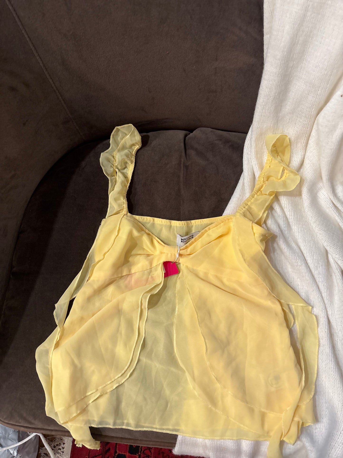 Beginning Boutique yellow skirt and tank set ($35)