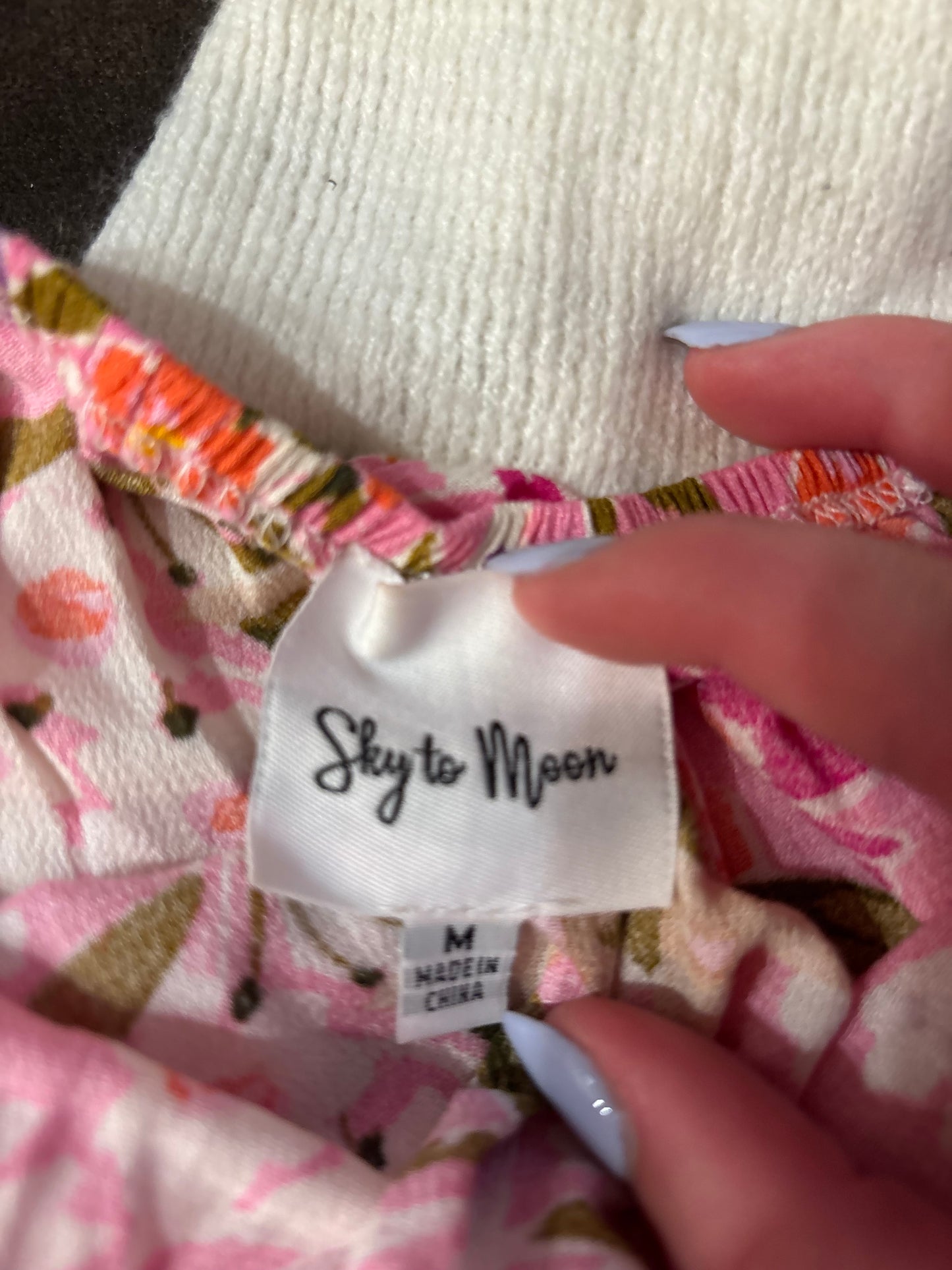 Sky to Moon strapless pink and floral mini dress