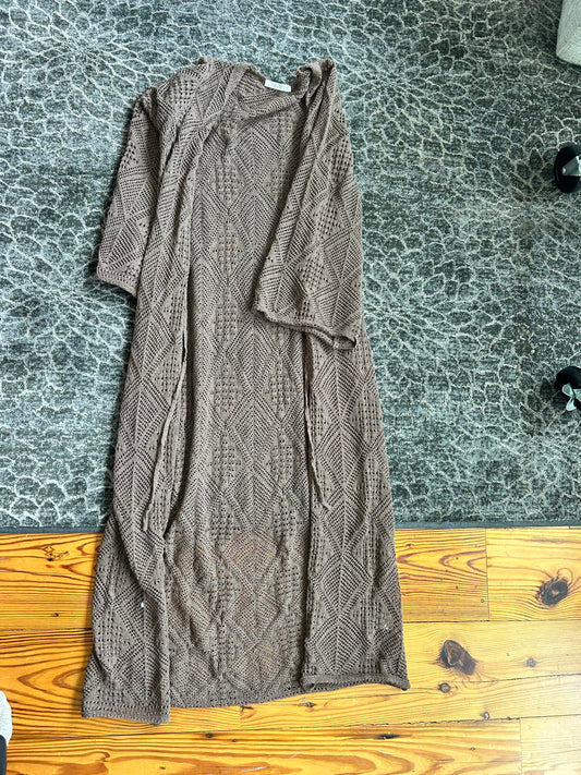 12th Tribe Brown Crochet Cardigan