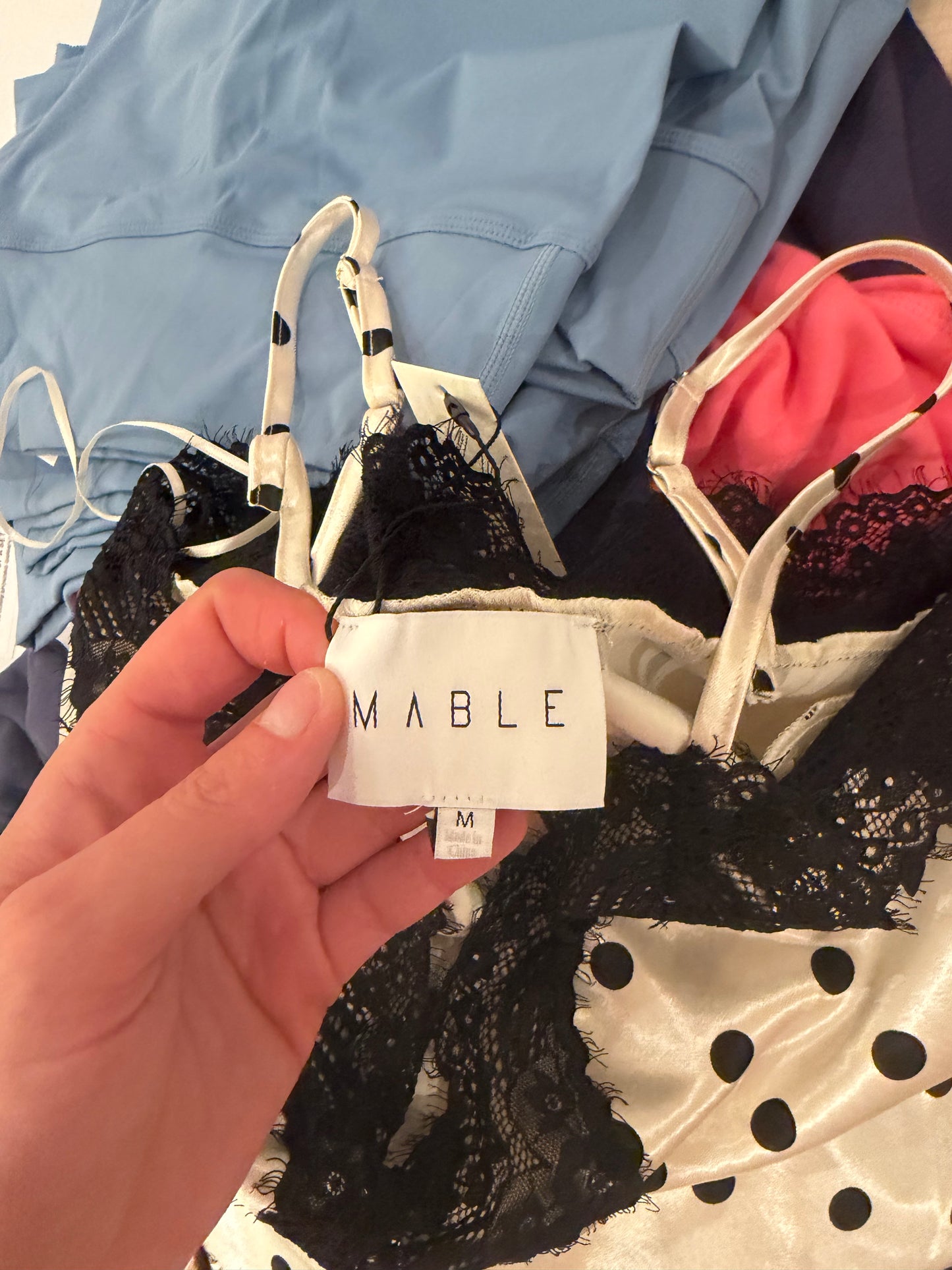 Mable Ivory Polka Dot Lace Satin Top