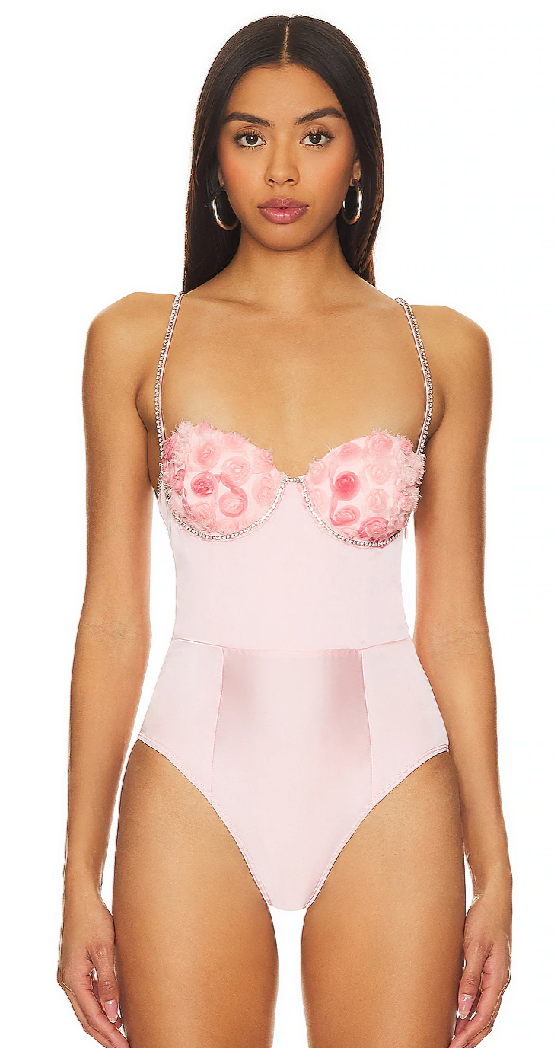 For Love & Lemons Pink Bodysuit And Mini Skirt Set